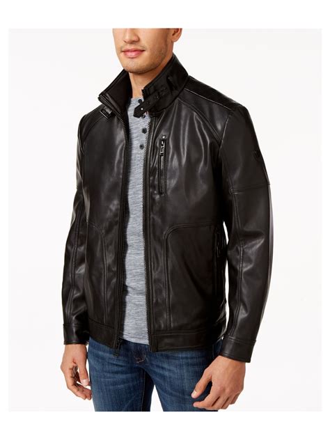 calvin klein men's faux-leather moto jacket with hoodie online price|Calvin Klein jacket costco.